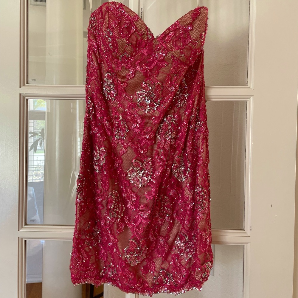Pink Beaded Mini Dress